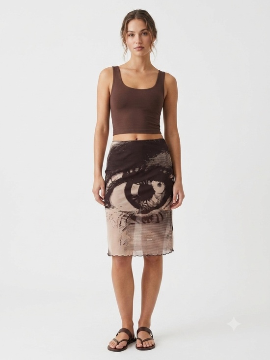 Urban Outfitters Dresses & Skirts - Urban Outfitters Gabriella Layered MIDI Skirt in brown and cream